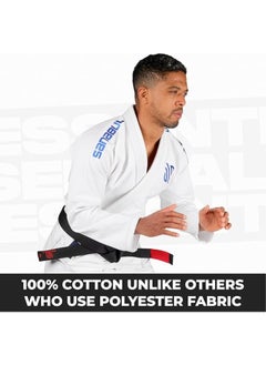 Sanabul  Essential BJJ Gi for Men | Brazilian Jiu Jitsu Gi BJJ | Lightweight, Preshrunk Cotton Fabric | IBJJF Approved White  - Image 3