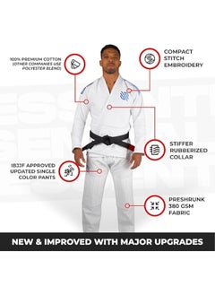 Sanabul  Essential BJJ Gi for Men | Brazilian Jiu Jitsu Gi BJJ | Lightweight, Preshrunk Cotton Fabric | IBJJF Approved White  - Image 4
