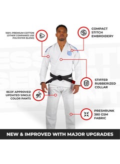 سنابول أساسي BJJ Gi للرجال | البرازيلي جيو جيتسو جي BJJ | نسيج قطني خفيف الوزن ومنكمش مسبقًا | معتمد من IBJJF أبيض  - Image 4