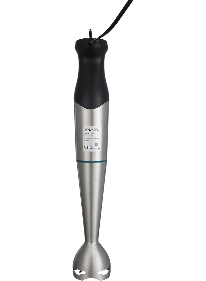 sokany Sokany sk-758  electric hand blender stainless steel + cup 1200 watt - with ice crushing blades - copper motor - Image 2