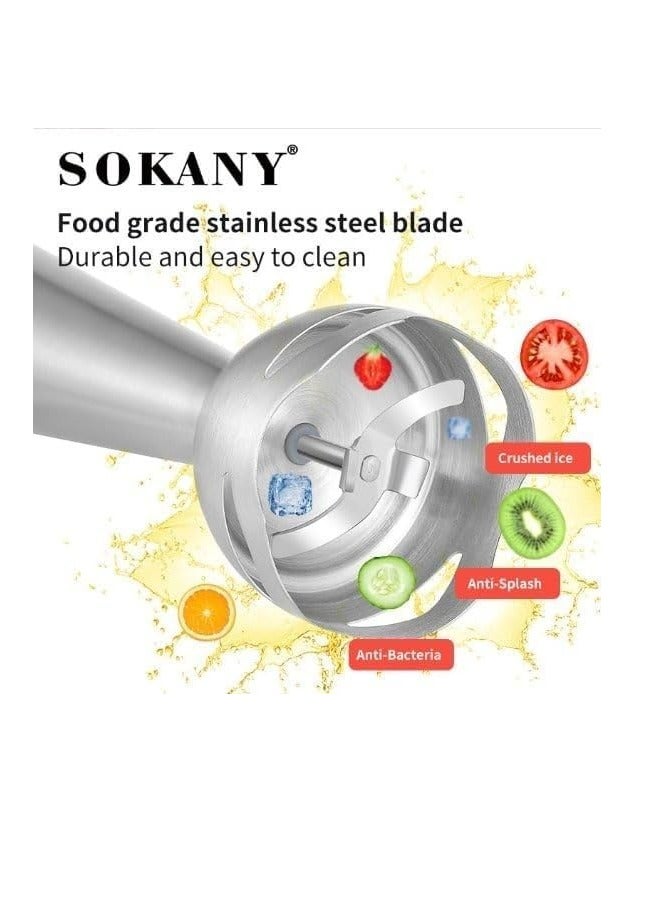 sokany Sokany sk-758  electric hand blender stainless steel + cup 1200 watt - with ice crushing blades - copper motor - Image 4