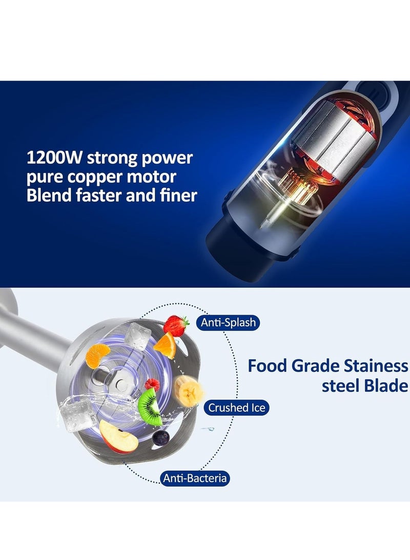 sokany Sokany sk-758  electric hand blender stainless steel + cup 1200 watt - with ice crushing blades - copper motor - Image 5
