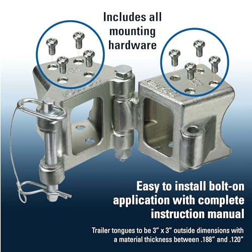 Fulton HDPB330101 Fold-Away Hinge Kit, Bolt On, 5,000 lbs. Capacity, 3 Inch x 3 Inch, Silver, Includes all mounting hardware - Image 3