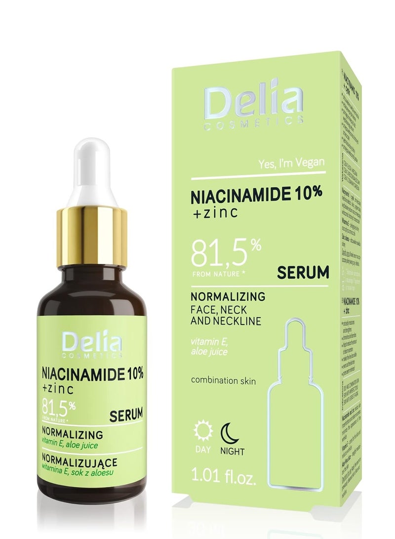 Delia Cosmetics Niacinamide 10% + Zinc Serum Normalizing Face, Neck And Neckline 30ml  - Image 1