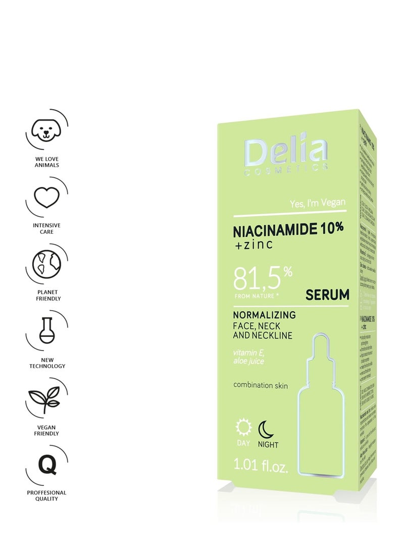 Delia Cosmetics Niacinamide 10% + Zinc Serum Normalizing Face, Neck And Neckline 30ml  - Image 2
