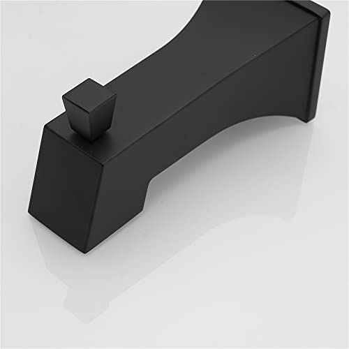 Weirun Bathtub Faucet Tub Spout Shower System Faucet Set Replacement Part Bathroom Extra Long Bath Tub Water Outlet Spout Square Slip-On Diverter for 1/2 inch Copper Tube Matte Black - Image 3