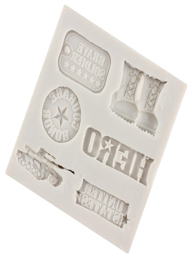QDMOLDS Soldier Hero Army Tank Silicone Mold Army Boots Badge Fondant Molds for Cake Decorating Cupcake Topper Candy Chocolate Polymer Clay Gum Paste - Image 5