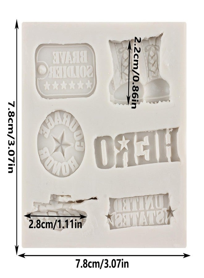 QDMOLDS Soldier Hero Army Tank Silicone Mold Army Boots Badge Fondant Molds for Cake Decorating Cupcake Topper Candy Chocolate Polymer Clay Gum Paste - Image 2