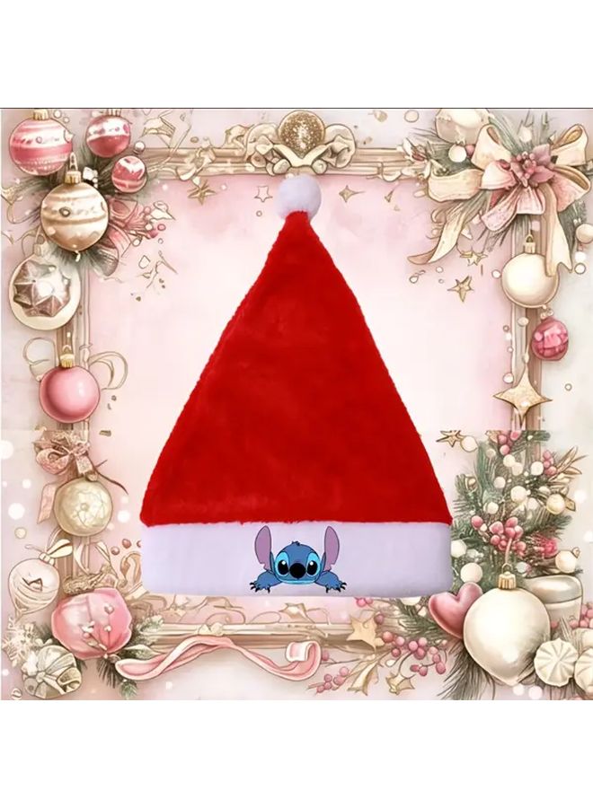 Stitch Christmas Hat Small Holiday Season Santa Hat Soft Fabric Festive Headwear - Image 2