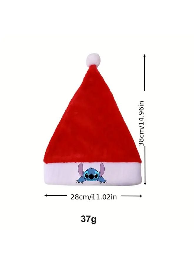 Stitch Christmas Hat Small Holiday Season Santa Hat Soft Fabric Festive Headwear - Image 1