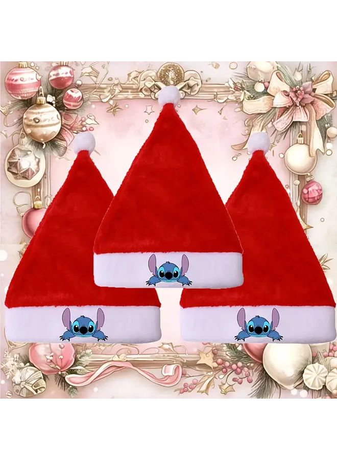 Stitch Christmas Hat Small Holiday Season Santa Hat Soft Fabric Festive Headwear - Image 4
