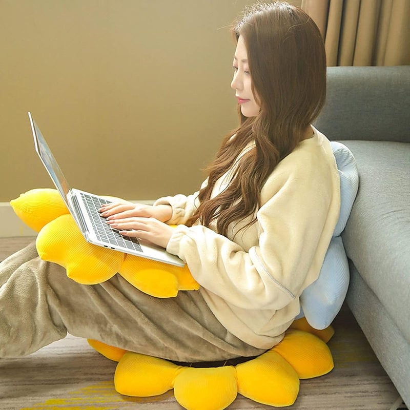 Levinis Yellow Sunflower Cushion Mat Home Decor Reversible Floor Pillow Seating Cushion Girls Boys Mother Gift Soft Velvet Stuffed Throw Pillows for Bed Couch Chair Car Office 19'' - Image 2