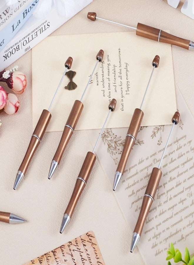 BB Beadthoven Beadthoven 20pcs Plastic Beadable Pen, Bead Ballpoint Pen Glittery Shaft Black Ink Bead Pens for DIY Pen Decorations Supplies Office School (Coffee Brown) - Image 5