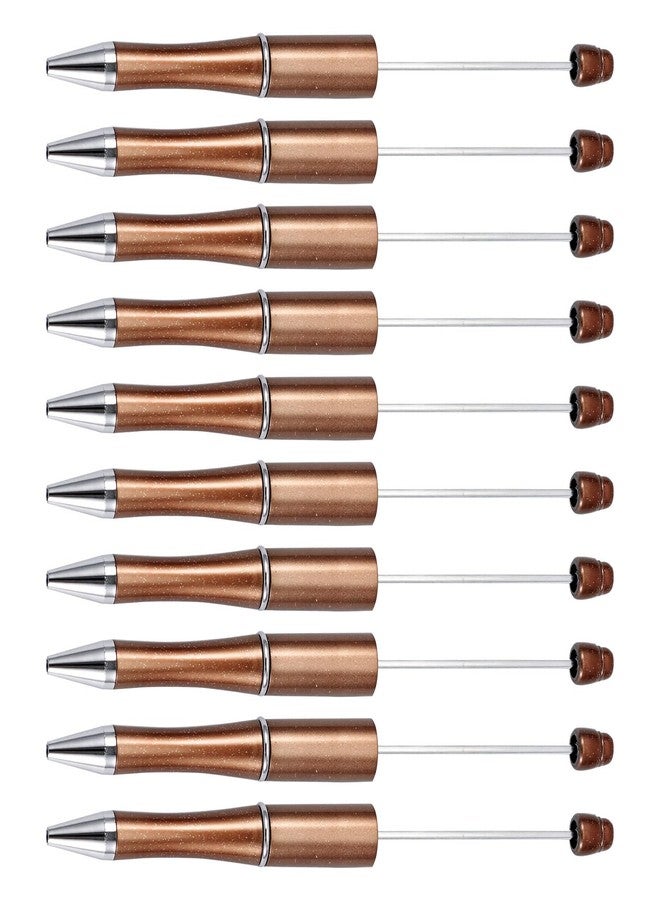 BB Beadthoven Beadthoven 20pcs Plastic Beadable Pen, Bead Ballpoint Pen Glittery Shaft Black Ink Bead Pens for DIY Pen Decorations Supplies Office School (Coffee Brown) - Image 1