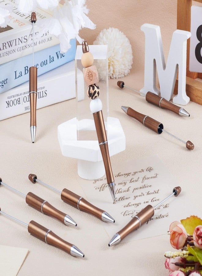 BB Beadthoven Beadthoven 20pcs Plastic Beadable Pen, Bead Ballpoint Pen Glittery Shaft Black Ink Bead Pens for DIY Pen Decorations Supplies Office School (Coffee Brown) - Image 3