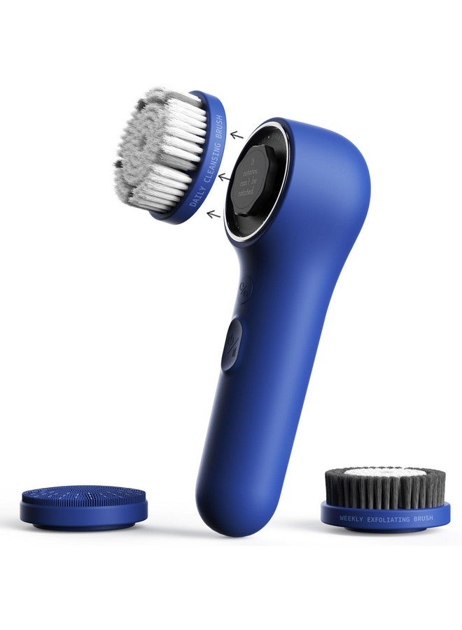 NågraCoola V-Sonic Face Scrubber, Någracoola 3.0 Facial Cleansing Brush, Waterproof & Rechargeable Face Scrub Brush For Men & Women With 3 Brushes, 3 Intensities, 2 Action Modes - Blue  - Image 1