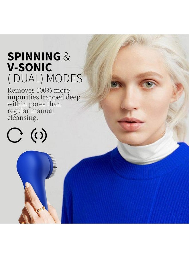 NågraCoola V-Sonic Face Scrubber, Någracoola 3.0 Facial Cleansing Brush, Waterproof & Rechargeable Face Scrub Brush For Men & Women With 3 Brushes, 3 Intensities, 2 Action Modes - Blue  - Image 2
