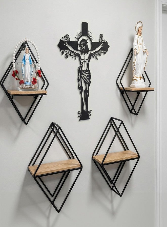 FANTAART Black Metal Jesus Cross Wall Decor, 15''x12'' Crucifix Gifts Blessed for Mother's Day Women Grandma Friends,Modern Farmhouse Wall Sculpture Christian Housewarming Decoration for Entryway Bedroom Living Room Church Home Office Indoor Outdoor (Black Jesus) - Image 4