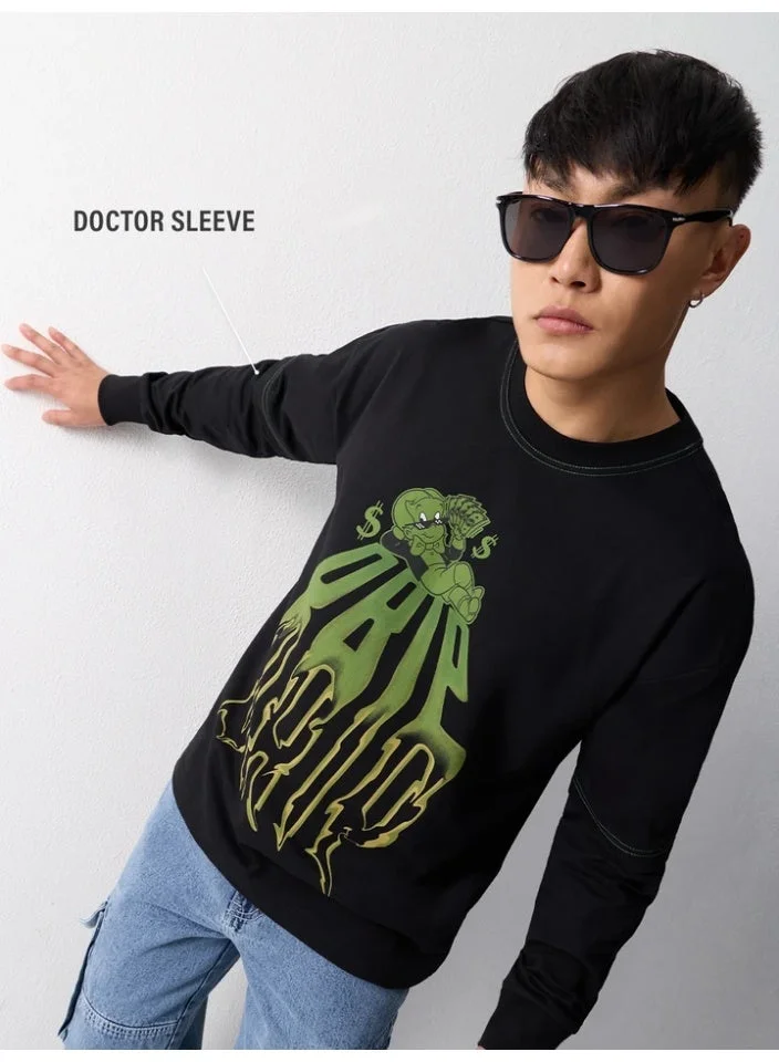 ذا سوليد ستور The Souled Store Men Richie Rich Drip Graphic Black Oversized T-Shirts
