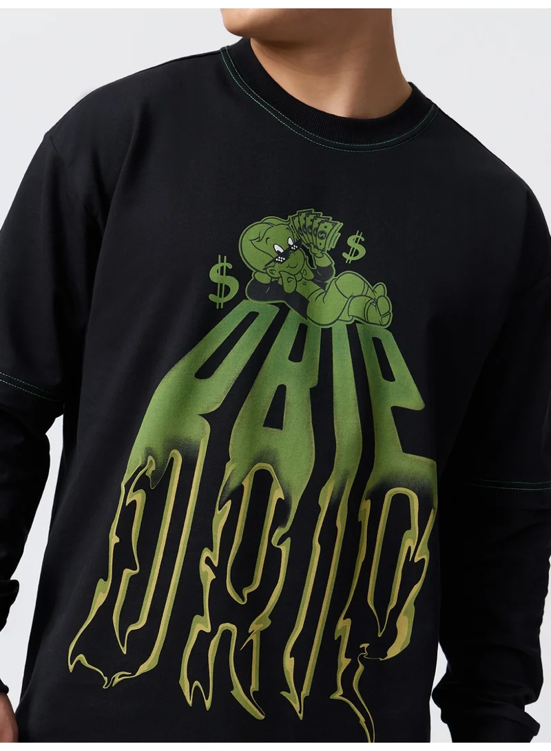 The Souled Store The Souled Store Men Richie Rich Drip Graphic Black Oversized T-Shirts