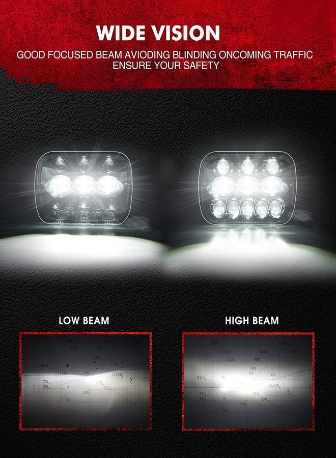 Torchbeam مصابيح أمامية LED من Torchbeam مقاس 7x6، أكثر سطوعًا بنسبة 180%، مصابيح أمامية LED مُحسّنة مقاس 5x7 بتقنية الإضاءة المغلقة مع شعاع عالي ومنخفض، H6054، بديل لمصابيح جيب YJ شيروكي XJ سافانا للشاحنات مع محولات H4، قطعتان - Image 3