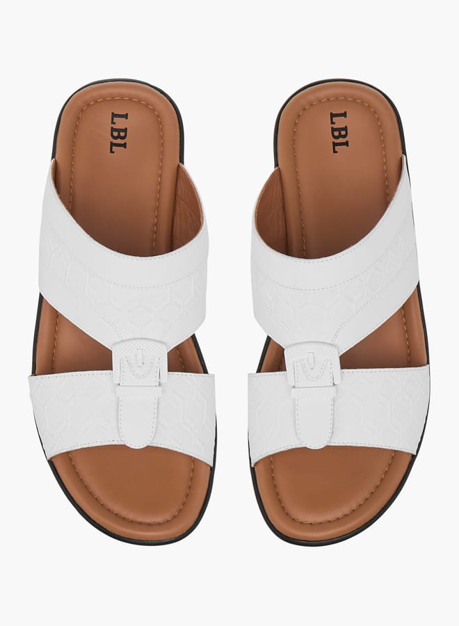 LBL by Shoexpress Men's Textured Slip-On Arabic Sandals with Buckle Detail  - Image 1