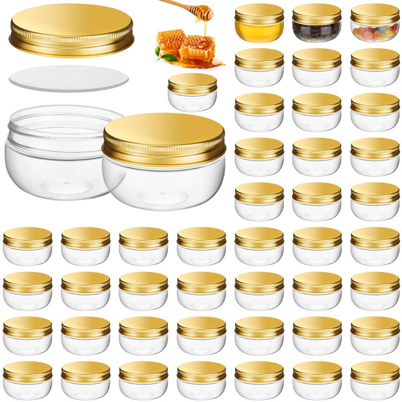 Suclain 50 Pcs 3 oz Mini Wide Mouth Plastic Mason Jars with Aluminum Lids Clear Small Canning Jars for Jelly Jams Spice Wedding Favors Shower Favors for Kitchen Storage - Image 2