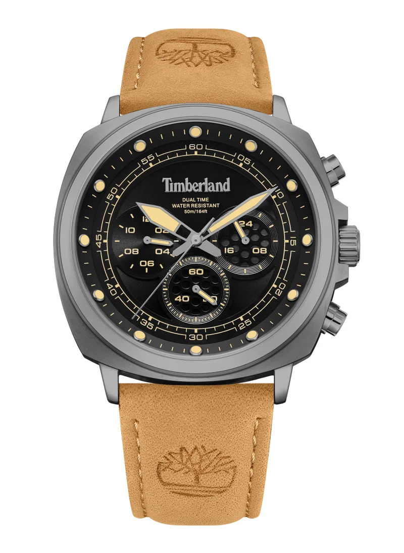 تمبرلاند Williston Men's Watch 43.5mm Analog Black Dial Tan Leather Strap