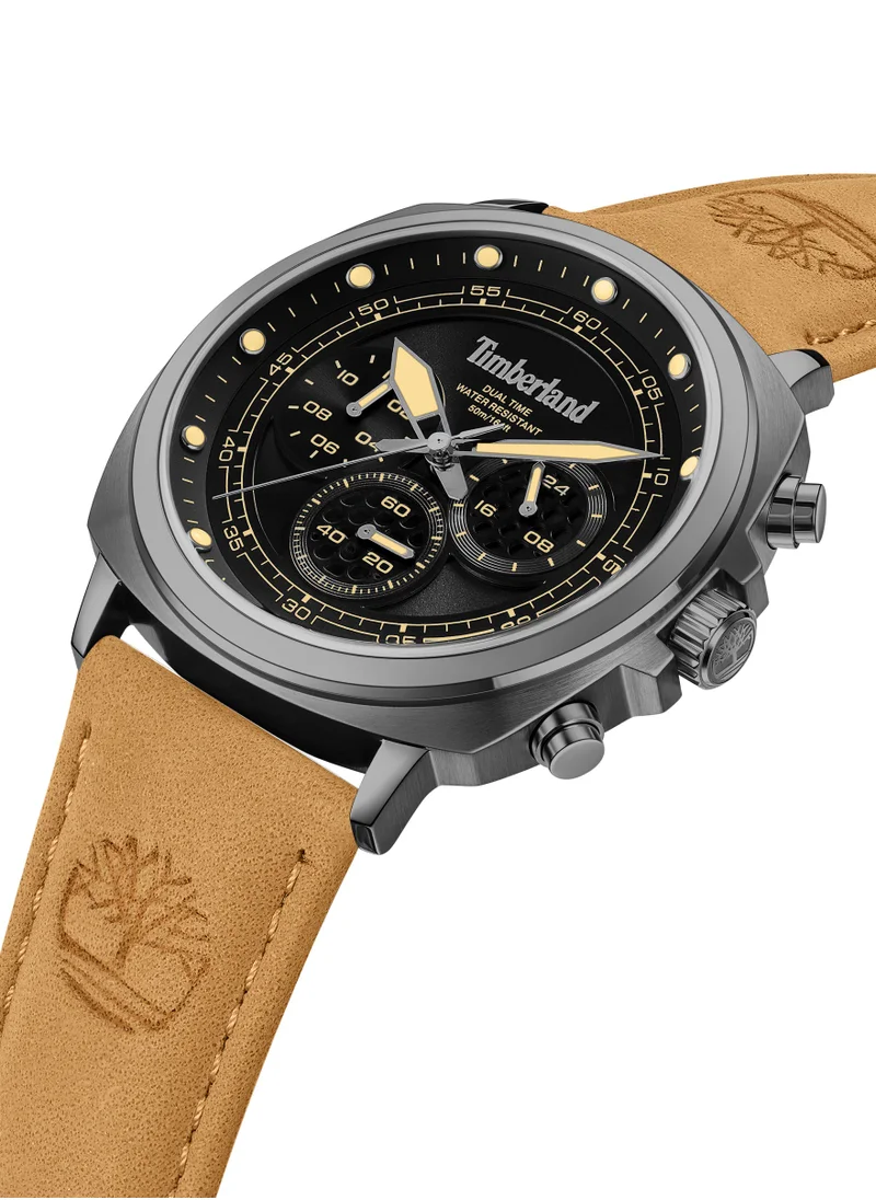 تمبرلاند Williston Men's Watch 43.5mm Analog Black Dial Tan Leather Strap