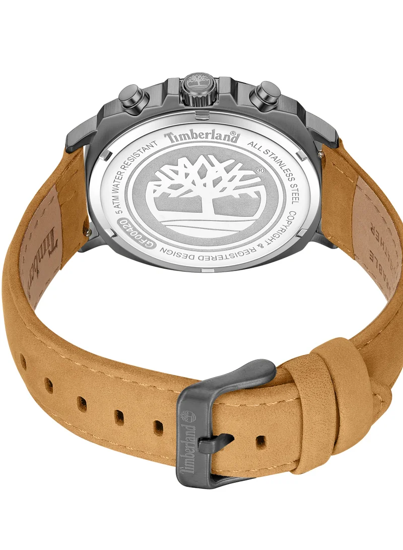 Timberland Williston Men's Watch 43.5mm Analog Black Dial Tan Leather Strap