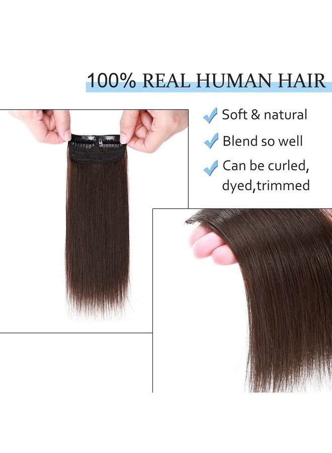 سيجو وصلات شعر قصيرة بمشبك من شعر بشري حقيقي بطول 12 بوصة مع وصلات شعر بشري للنساء ذوات الشعر الخفيف لإضافة كثافة للشعر - قطعة واحدة 17 جرام #02 بني غامق - Image 2