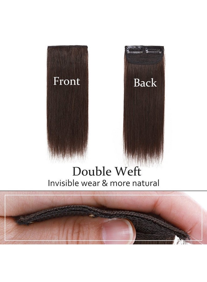 سيجو وصلات شعر قصيرة بمشبك من شعر بشري حقيقي بطول 12 بوصة مع وصلات شعر بشري للنساء ذوات الشعر الخفيف لإضافة كثافة للشعر - قطعة واحدة 17 جرام #02 بني غامق - Image 1