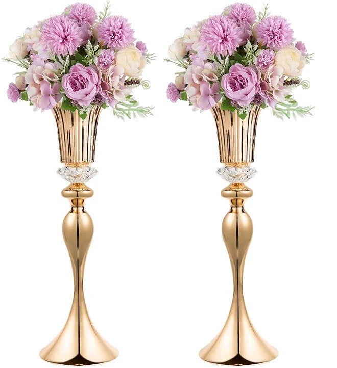 Y&D Elegant Metal Vases - Gold Wedding Road Lead Vase Stand Centerpieces for European Style Decor - Image 1