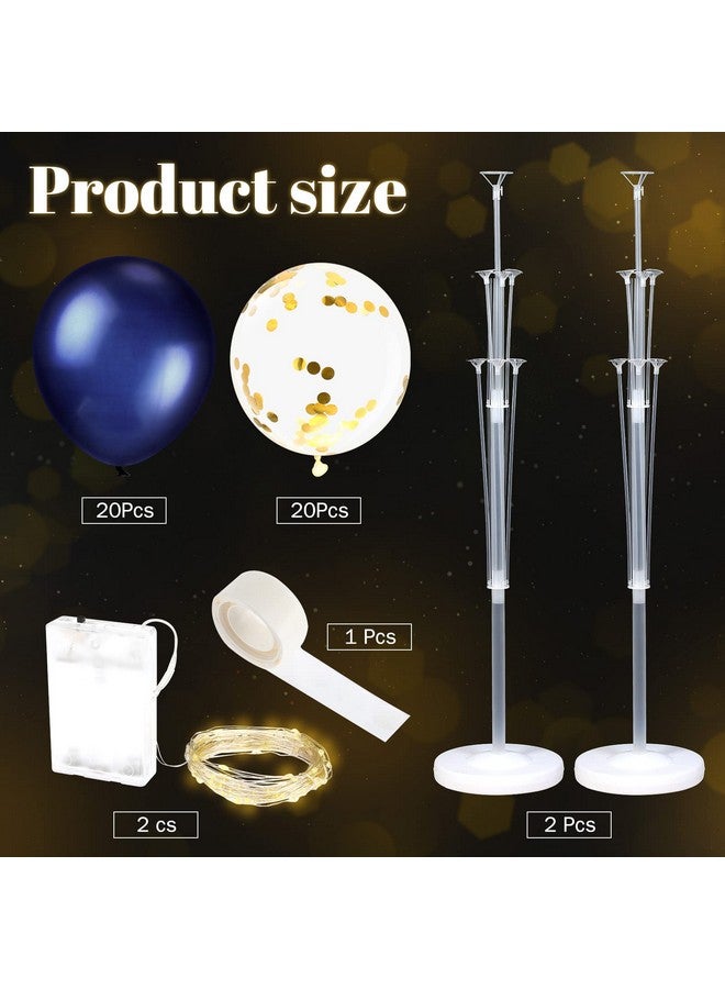 Sosation 2 Set Floor Balloon Column Stand Kit With 40 Pcs Balloons Balloon Holder Centerpieces Balloon Tower With Led Light Suitable For Holiday Party Baby Shower Birthday Wedding (Navy Blue) - Image 3