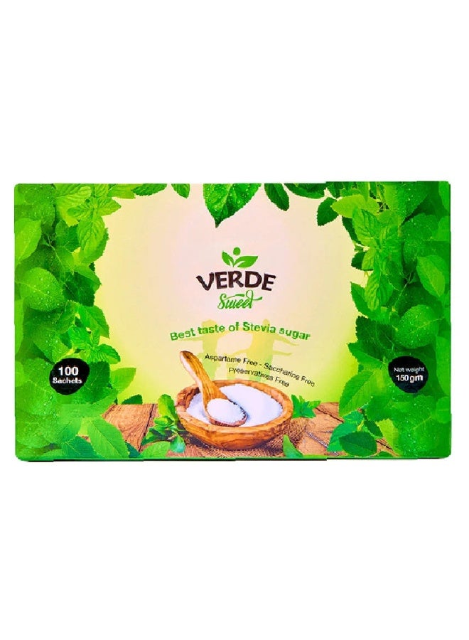 VERDE Sweet Stevia Sugar Natural Sweetener 100 Sachets - Image 2
