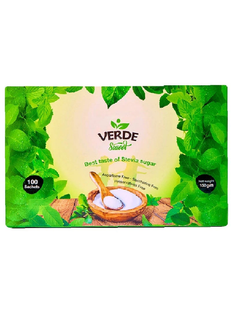 VERDE Sweet Stevia Sugar Natural Sweetener 100 Sachets - Image 1