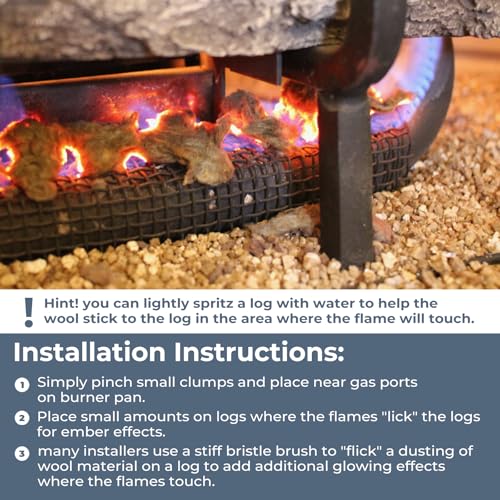 TOSRWGLL Glowing Embers Rock Wool & Mica Flakes,Gas Fireplace Embers for Gas Log Sets,Natural Gas,Propane,Vented,Unvented Indoor Fireplace,8 Oz Bag Wool Embers for Stunning Fireplace Ambiance - Image 2