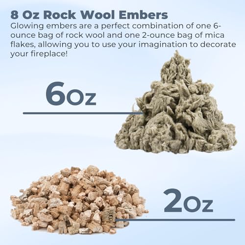 TOSRWGLL Glowing Embers Rock Wool & Mica Flakes,Gas Fireplace Embers for Gas Log Sets,Natural Gas,Propane,Vented,Unvented Indoor Fireplace,8 Oz Bag Wool Embers for Stunning Fireplace Ambiance - Image 3