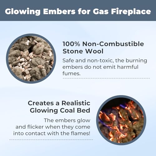 TOSRWGLL Glowing Embers Rock Wool & Mica Flakes,Gas Fireplace Embers for Gas Log Sets,Natural Gas,Propane,Vented,Unvented Indoor Fireplace,8 Oz Bag Wool Embers for Stunning Fireplace Ambiance - Image 5