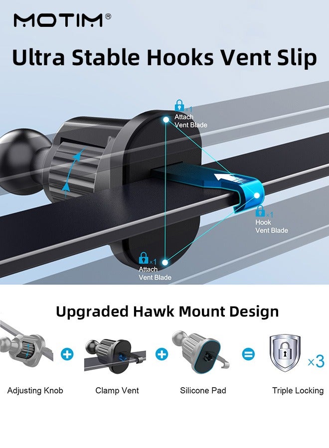 Motim Car Phone Holder for Car Air Vent, Adjustable Mobile Phone Mount with Stable Hook, Car Cellphone Car Holder Stand Compatible with iPhone 16/15/14/13 Series Galaxy S25/S24/S23/Z Flip 5/4 , Xiaomi etc  - Image 4