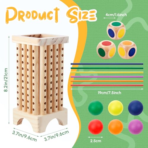 Relaxgiant Montessori Wooden Board Game with Colorful Sticks Dice Balls Math Counting Educational Toy for 36 Year Olds Motor Skills for Family Travel Fun Gift for Game NightSquare - Image 5