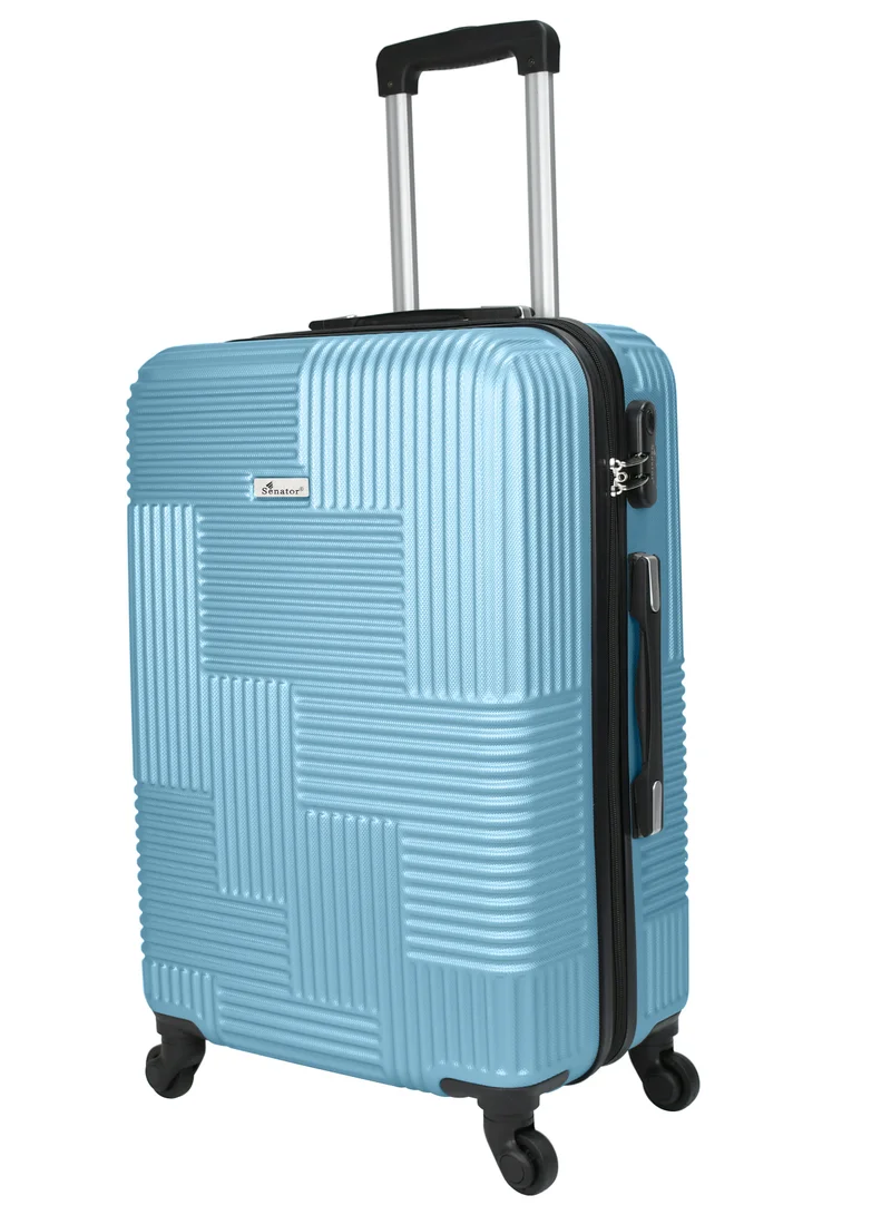 سيناتور Hard Shell Travel Bags Trolley Luggage Set of 3 Piece Suitcase For Unisex ABS Lightweight with 4 Spinner Wheels KH110 Light Blue
