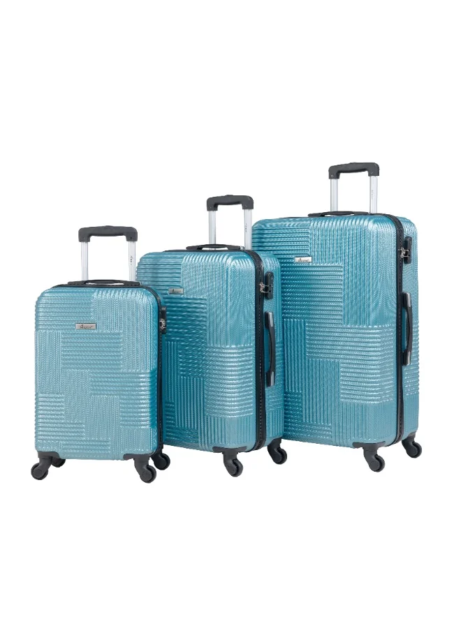 سيناتور حقائب سفر صلبة بعجلات دوارة من  قطع، خفيفة الوزن من بلاستيك ، للجنسين، أزرق فاتح