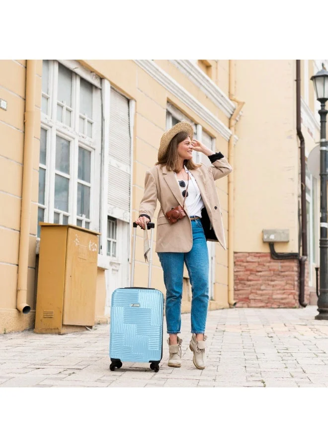 سيناتور حقائب سفر صلبة بعجلات دوارة من  قطع، خفيفة الوزن من بلاستيك ، للجنسين، أزرق فاتح