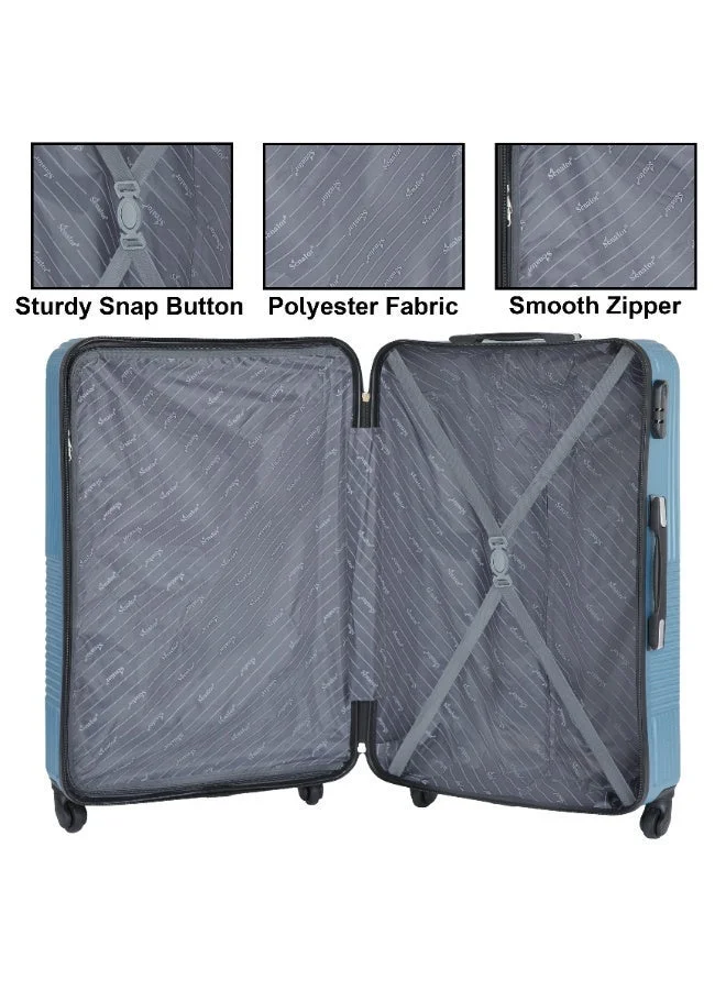 SENATOR Light Blue Hard Shell Travel Bags Trolley Luggage Set of 3 Piece Suitcase For Unisex ABS Lightweight with 4 Spinner Wheels KH110 Light Blue  | Best Price UAE