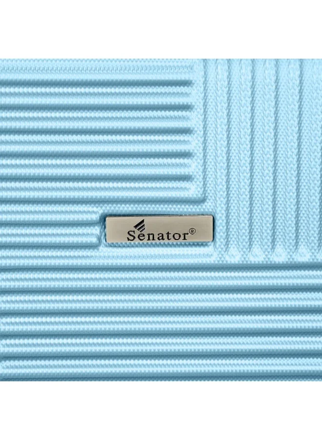 SENATOR Light Blue Hard Shell Travel Bags Trolley Luggage Set of 3 Piece Suitcase For Unisex ABS Lightweight with 4 Spinner Wheels KH110 Light Blue  | Best Price UAE