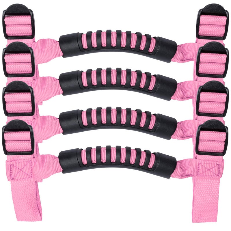 4 x Roll Bar Grab Handles Grip Handle for Jeep Wrangler YJ TJ JK JKU JL JLU Sports Sahara Freedom Rubicon X Unlimited 19552024 2025Pink