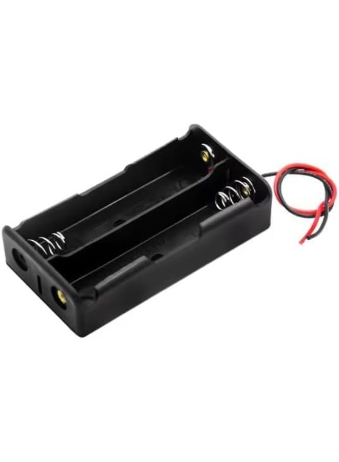melfi 2 Slot AA Battery Holder with Wire Leads – Plastic Battery Case Box with On/Off Switch (Optional) for DIY Electronics Projects, Arduino, Toys & Power Supply - Image 1