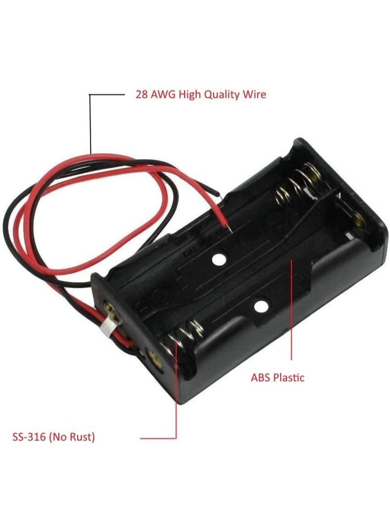 melfi 2 Slot AA Battery Holder with Wire Leads – Plastic Battery Case Box with On/Off Switch (Optional) for DIY Electronics Projects, Arduino, Toys & Power Supply - Image 2