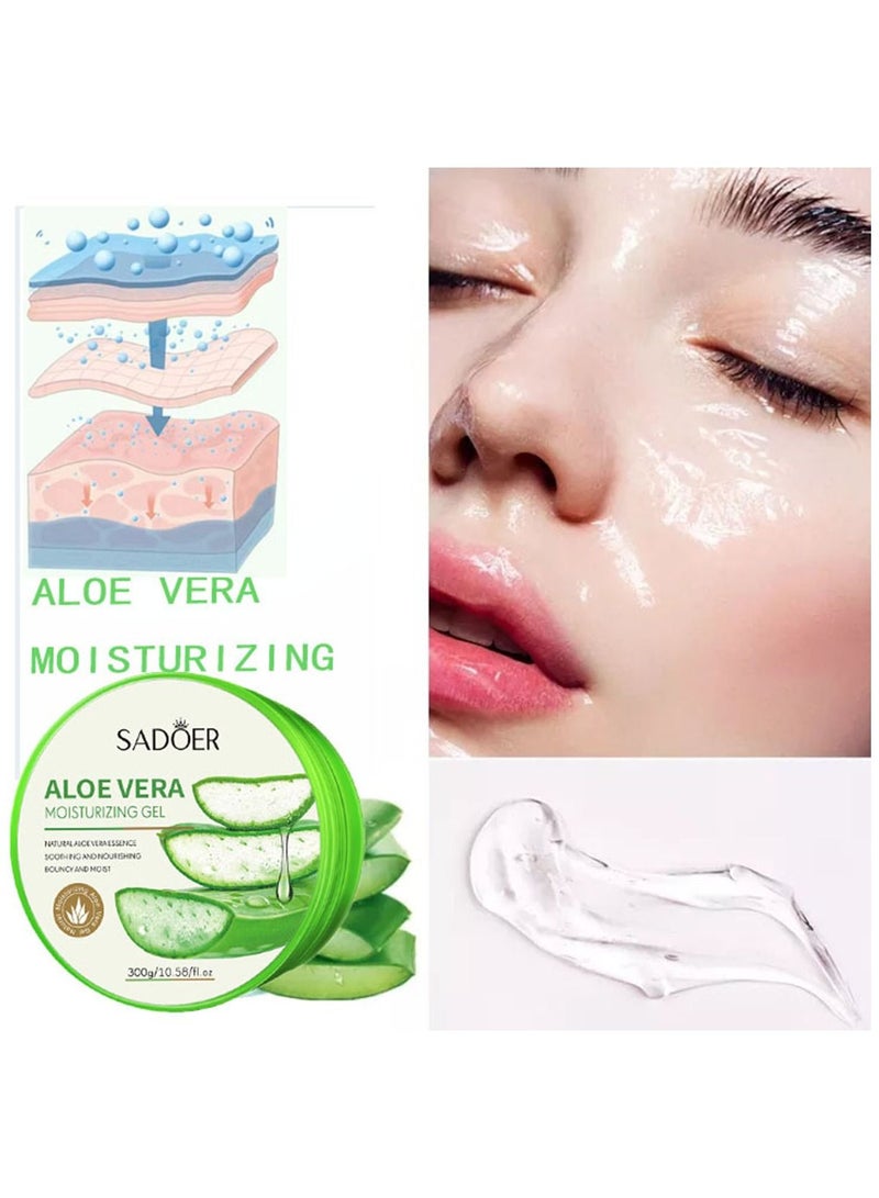 SADOER Aloe vera gel for soothing and skin care, 300 grams - Image 1